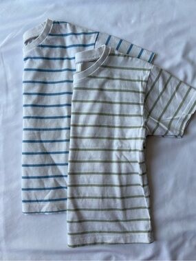 🦖🆓 with bundle Toddler boy Tag Short Sleeve Striped Tees - Blue & Green